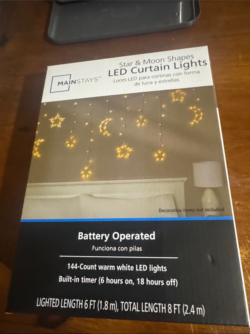Mainstays Star & Moon LED Curtain Lights - Warm White Glow